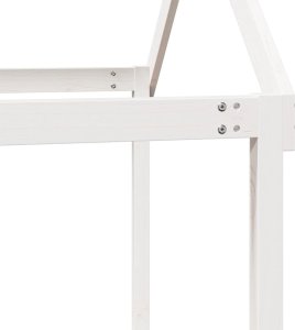 vidaXL Wysokie łóżko z dachem, białe, 90x200 cm, lite drewno sosnowe 10