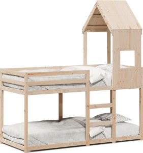 vidaXL Łóżko z piętrem i daszkiem, 90x190 cm, lite drewno sosnowe 2