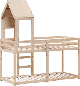 vidaXL Łóżko z piętrem i daszkiem, 90x190 cm, lite drewno sosnowe 8