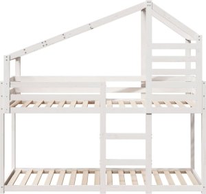 vidaXL Łóżko z piętrem i daszkiem, białe, 80x200 cm, drewno sosnowe 4