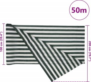 vidaXL Siatka cieniująca, zielono-biała, 2x50 m, HDPE, 75 g/m 8