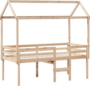 vidaXL Wysokie łóżko z dachem, 90x200 cm, lite drewno sosnowe 2