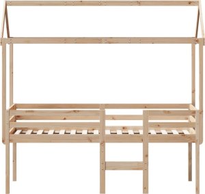 vidaXL Wysokie łóżko z dachem, 90x200 cm, lite drewno sosnowe 4