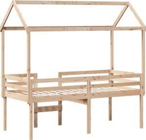 vidaXL Wysokie łóżko z dachem, 90x200 cm, lite drewno sosnowe 8