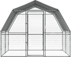 vidaXL Klatka dla ptaków, z zadaszeniem i drzwiczkami, srebrna, stal 4