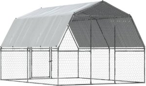 vidaXL Klatka dla ptaków, z zadaszeniem i drzwiczkami, srebrna, stal 6