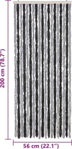 vidaXL Zasłona przeciwko owadom, szaro-czarna, 56x200 cm, szenilowa 7