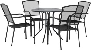 vidaXL 5-cz. zestaw z krzesłami sztaplowanymi, antracytowy, stal 2