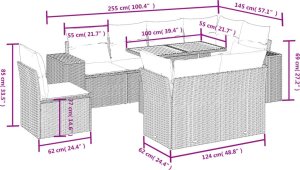 vidaXL 9-cz. zestaw mebli ogrodowych z poduszkami, beżowy, polirattan 3