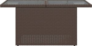 vidaXL Stół ogrodowy ze szklanym blatem, brązowy, 100x55x73 cm 5