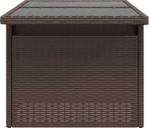 vidaXL Stół ogrodowy ze szklanym blatem, brązowy, 100x55x73 cm 6