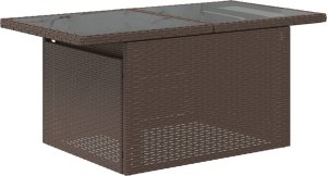 vidaXL Stół ogrodowy ze szklanym blatem, brązowy, 100x55x73 cm 7