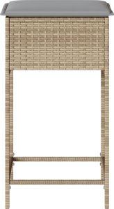 vidaXL Ogrodowe stołki barowe z poduszkami, 2 szt., beżowe, polirattan 5