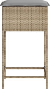 vidaXL Ogrodowe stołki barowe z poduszkami, 2 szt., beżowe, polirattan 6