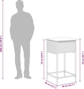 vidaXL Ogrodowe stołki barowe z poduszkami, 2 szt., beżowe, polirattan 10
