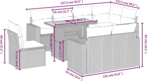 vidaXL 9-cz. zestaw mebli ogrodowych z poduszkami, beżowy, polirattan 3