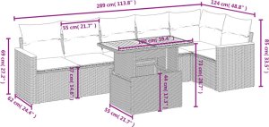 vidaXL 7-cz. zestaw wypoczynkowy do ogrodu, z poduszkami, beżowy 3