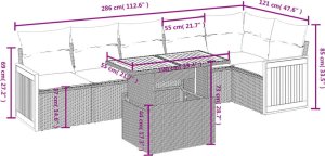 vidaXL 7-cz. zestaw wypoczynkowy do ogrodu, z poduszkami, beżowy 3