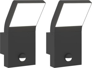Kinkiet vidaXL Zewnętrzne kinkiety LED z czujnikami, 2 szt., czarne, aluminium 2