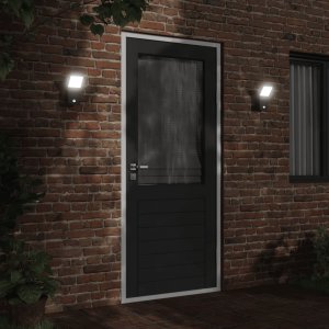 Kinkiet vidaXL Zewnętrzne kinkiety LED z czujnikami, 2 szt., czarne, aluminium 3