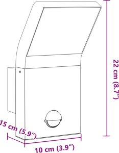 Kinkiet vidaXL Zewnętrzne kinkiety LED z czujnikami, 2 szt., czarne, aluminium 9