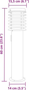 vidaXL Lampy ogrodowe na słupku, z gniazdkiem, 3 szt., srebrne, 60 cm 7