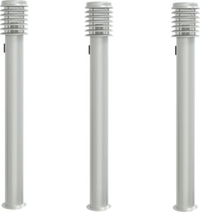 vidaXL Lampy ogrodowe na słupku, z gniazdkiem, 3 szt., srebrne, 110 cm 2