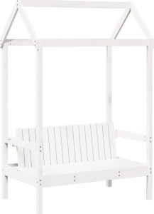 vidaXL Ławka z daszkiem, biała, 117,5x70x176,5 cm, sosnowa 2