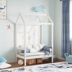 vidaXL Ławka z daszkiem, biała, 117,5x70x176,5 cm, sosnowa 3