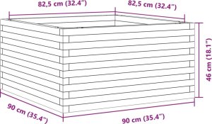 vidaXL Donica ogrodowa, woskowy brąz, 90x90x46 cm, drewno sosnowe 10