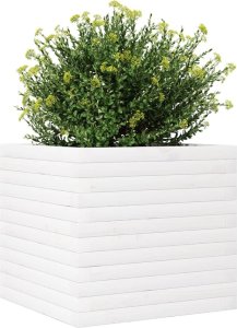 vidaXL Donica ogrodowa, biała, 50x50x46 cm, lite drewno sosnowe 4