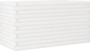 vidaXL Donica ogrodowa, biała, 90x40x46 cm, lite drewno sosnowe 2