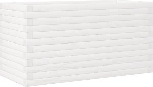 vidaXL Donica ogrodowa, biała, 90x40x46 cm, lite drewno sosnowe 7