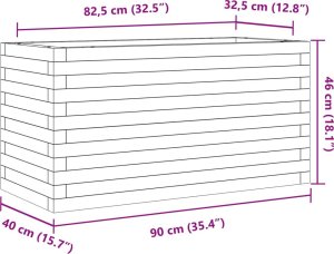 vidaXL Donica ogrodowa, biała, 90x40x46 cm, lite drewno sosnowe 10