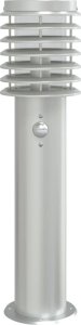 vidaXL Lampa ogrodowa na słupku, z czujnikiem, srebrna, 60 cm, stal 4