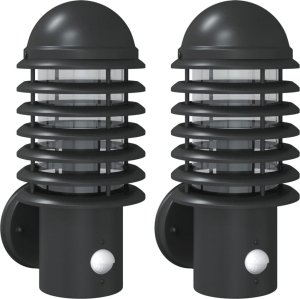 Kinkiet vidaXL Kinkiety zewnętrzne z czujnikiem ruchu, 2 szt., czarne, stal 2