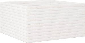 vidaXL Donica ogrodowa, biała, 90x90x46 cm, lite drewno sosnowe 7