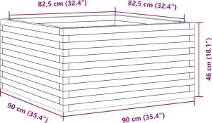 vidaXL Donica ogrodowa, biała, 90x90x46 cm, lite drewno sosnowe 9