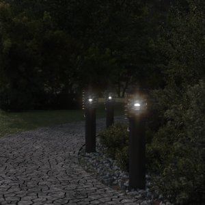 vidaXL Lampy ogrodowe na słupku, z czujnikiem, 3 szt., czarne, 60 cm 3