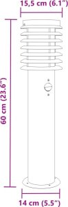vidaXL Lampy ogrodowe na słupku, z czujnikiem, 3 szt., czarne, 60 cm 7