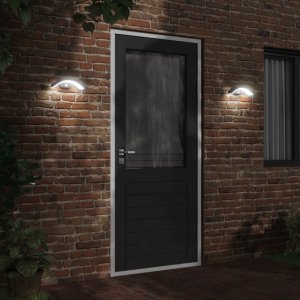 Kinkiet vidaXL Zewnętrzne kinkiety LED z czujnikami, 2 szt., czarne, aluminium 3