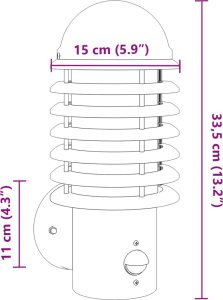 Kinkiet vidaXL Kinkiety zewnętrzne z czujnikiem ruchu, 2 szt., srebrne, stal 7