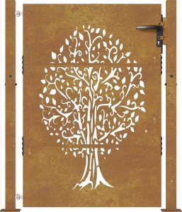 vidaXL Furtka ogrodowa, 105x155 cm, stal kortenowska, motyw drzewa 4