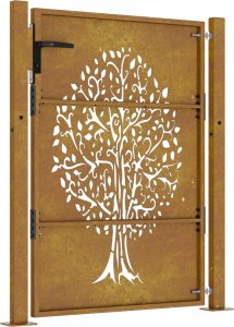 vidaXL Furtka ogrodowa, 105x155 cm, stal kortenowska, motyw drzewa 6