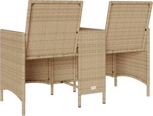 vidaXL Ogrodowa sofa 2-os. ze stolikiem i poduszkami, beżowy rattan PE 5