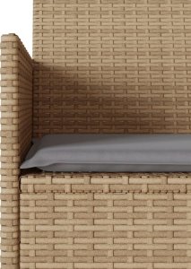 vidaXL Ogrodowa sofa 2-os. ze stolikiem i poduszkami, beżowy rattan PE 6