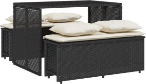 vidaXL 3-cz. zestaw mebli ogrodowych z poduszkami, czarny, rattan PE 2