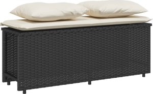 vidaXL 3-cz. zestaw mebli ogrodowych z poduszkami, czarny, rattan PE 4