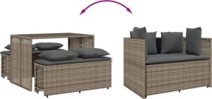 vidaXL 3-cz. zestaw mebli ogrodowych z poduszkami, szary rattan PE 6