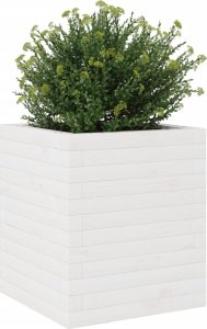 vidaXL Donica ogrodowa, biała, 40x40x46 cm, lite drewno sosnowe 4